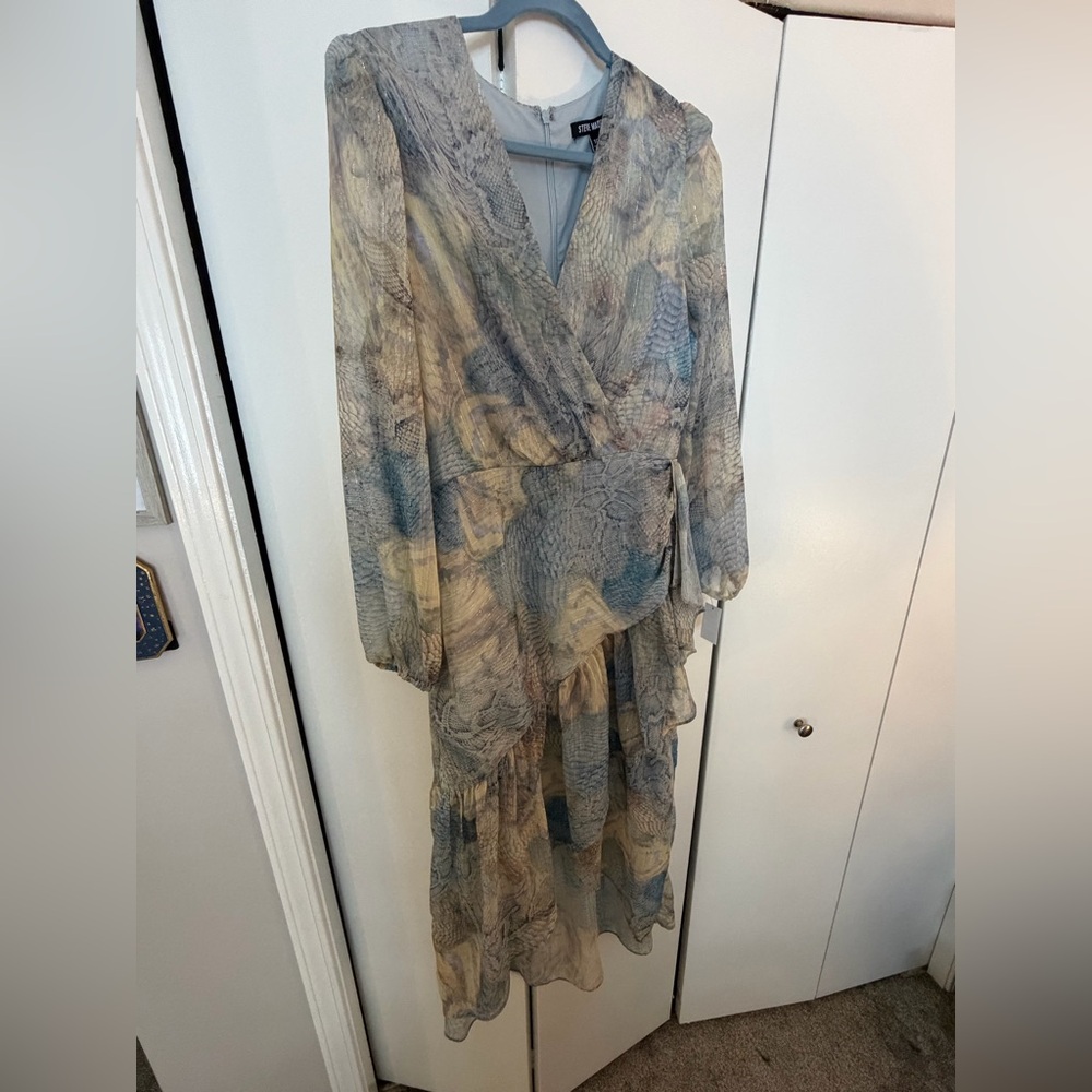 Steve Madden Blue Snake Print Formal Midi Dress